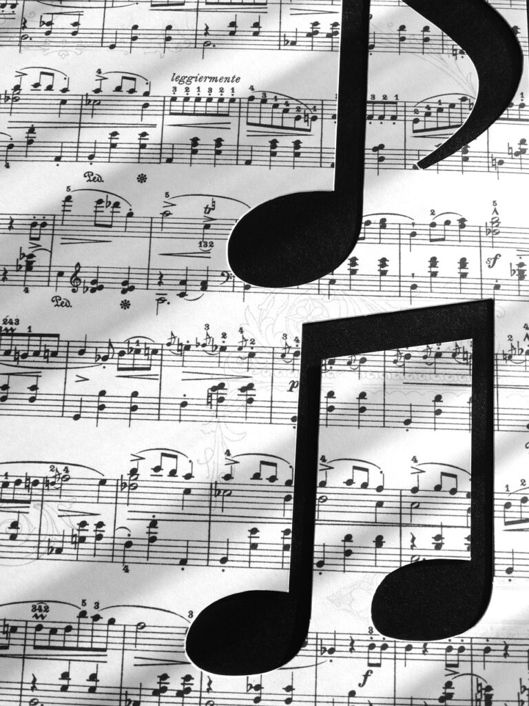 Musical notes on sheet music