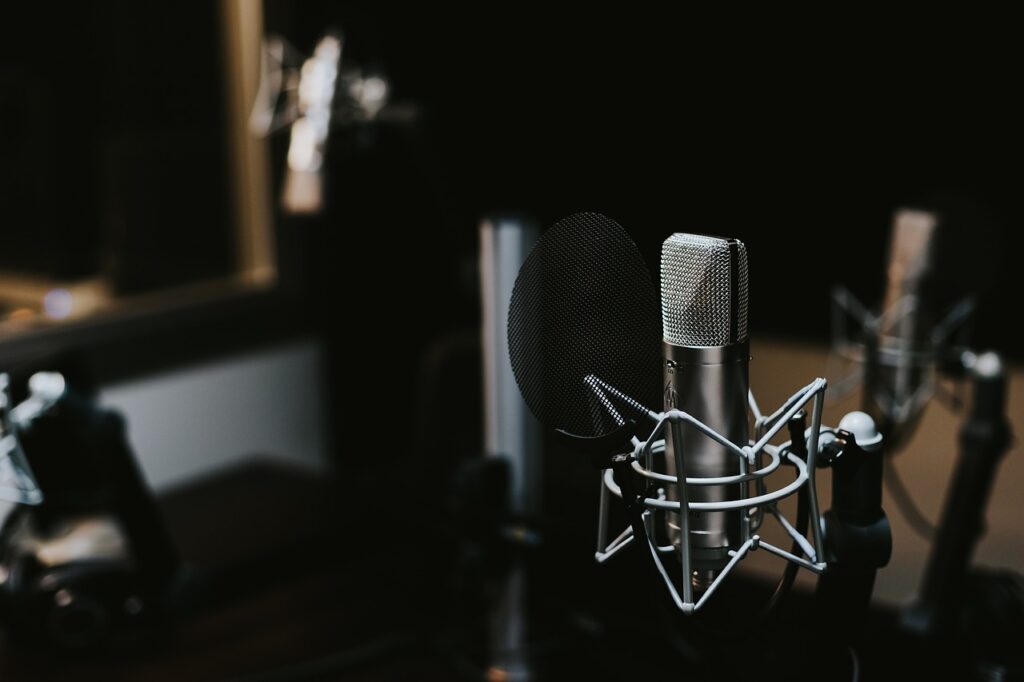 Condenser microphone in studio